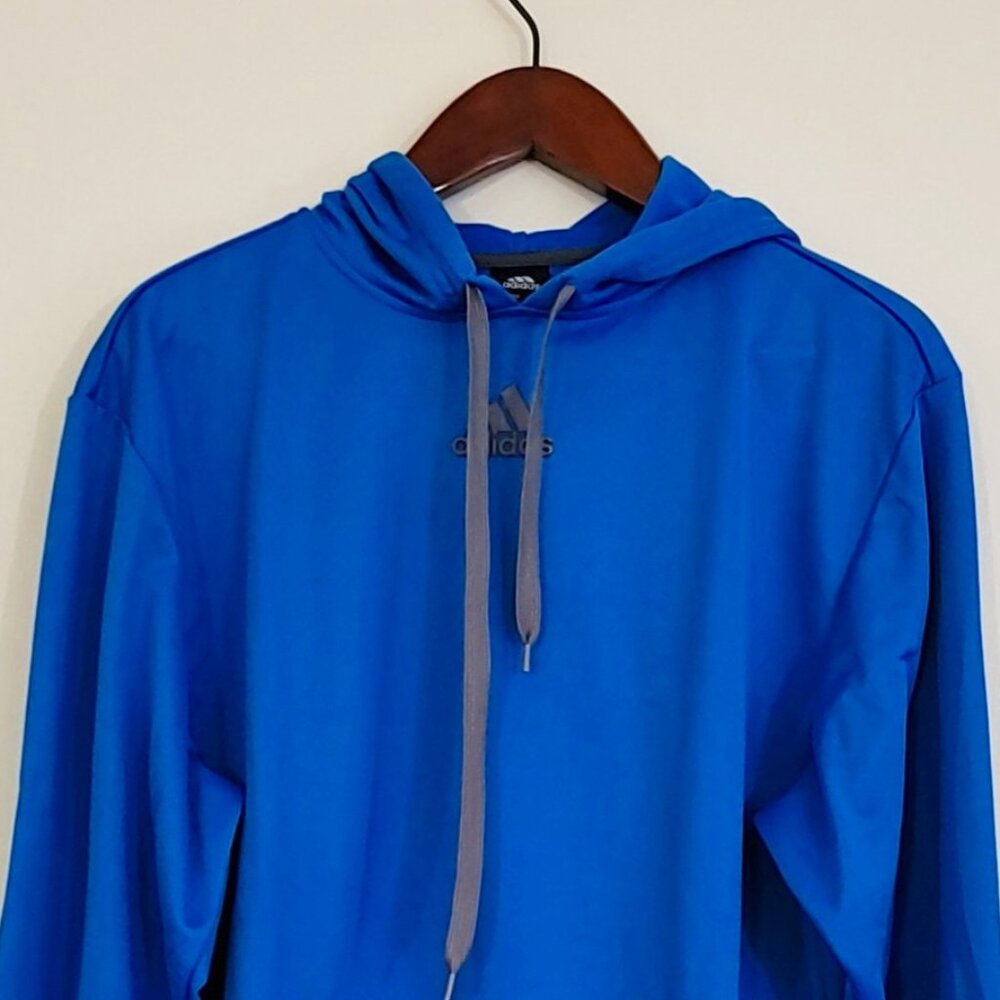 Adidas Blue Hoodie with Gray Drawstrings